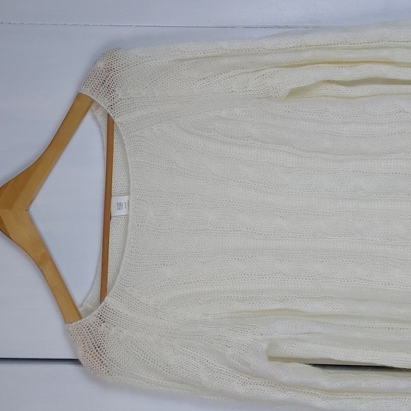 J Crew  Cream cable knit  Sweater Mohair/Wool Neutral Organic  Sz.L - Picture 2 of 8